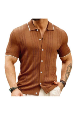 Cardigan en maille à manches courtes - Brown