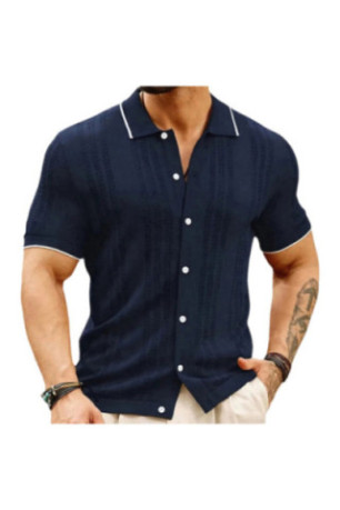Cardigan en maille à manches courtes - Navy Blue