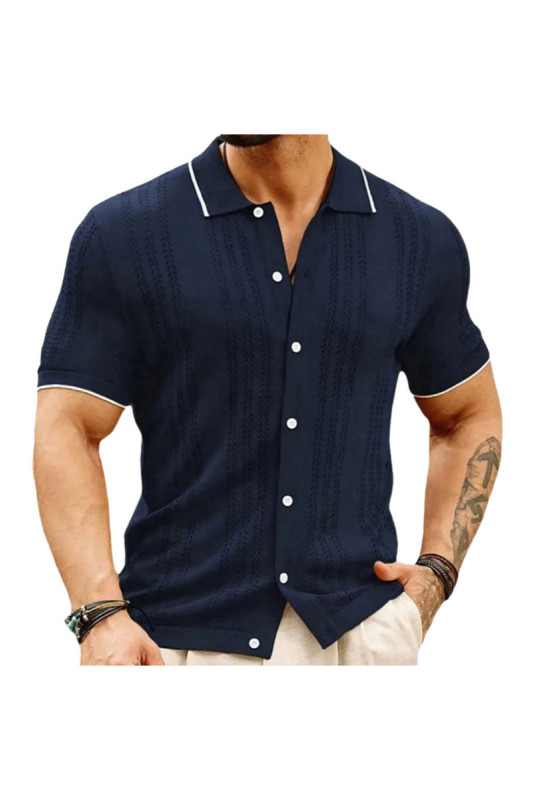 Cardigan en maille à manches courtes - Navy Blue