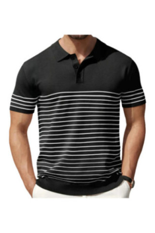 T-shirt col polo - Black