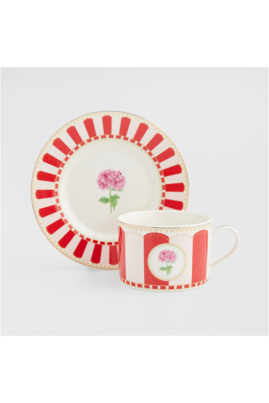 Tasse Avec Sous-Tasse - Vivelle - Red