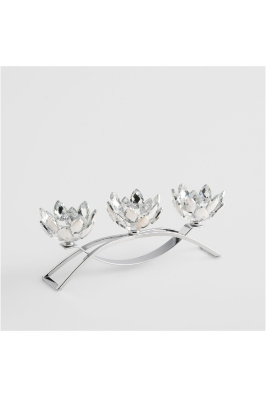 Porte-Bougies Triple - Cristal Shine Small - Silver
