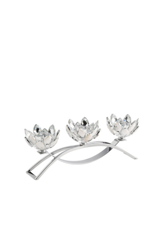 Porte-Bougies Triple - Cristal Shine Small - Silver