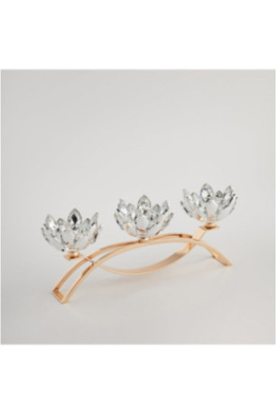 Porte-Bougies Triple - Cristal Shine Small - Gold