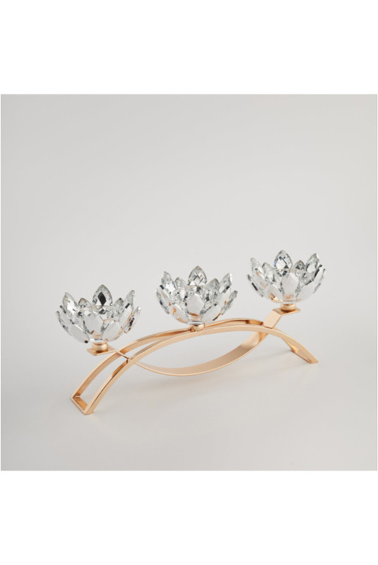 Porte-Bougies Triple - Cristal Shine Small - Gold
