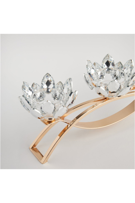 Porte-Bougies Triple - Cristal Shine Small - Gold