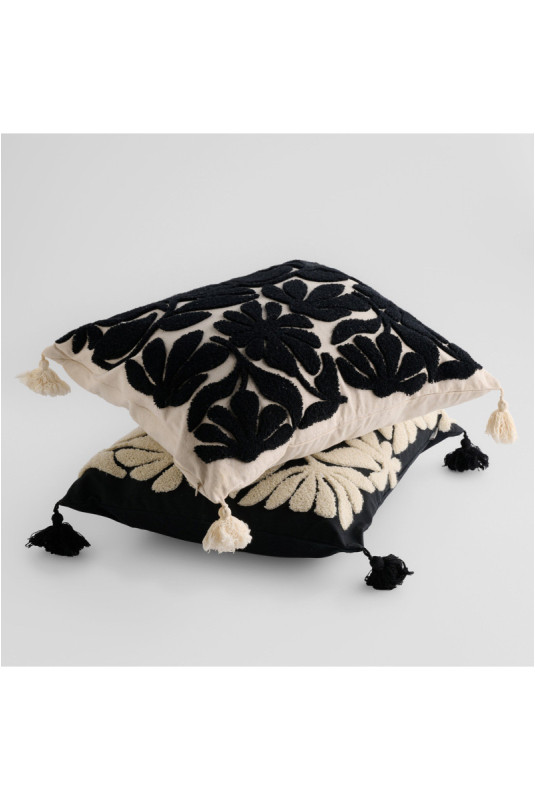 Housse de Coussin Brodée - Elvoria - Light Beige