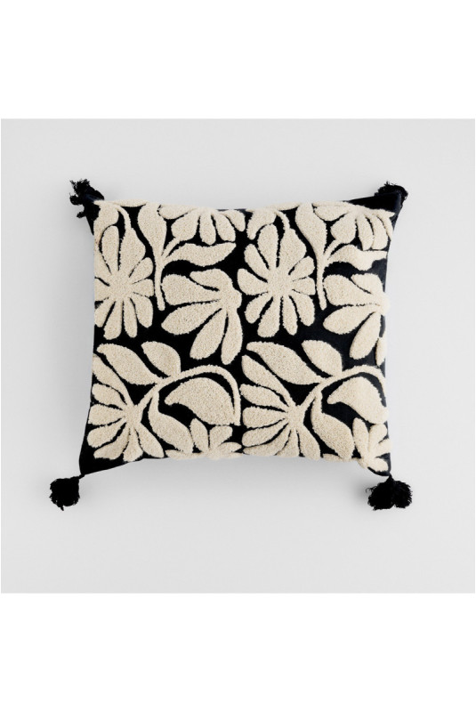 Housse de Coussin Brodée - Elvoria - Black