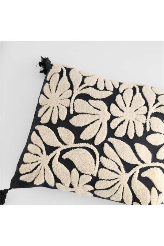 Housse de Coussin Brodée - Elvoria - Black