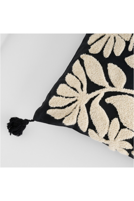 Housse de Coussin Brodée - Elvoria - Black