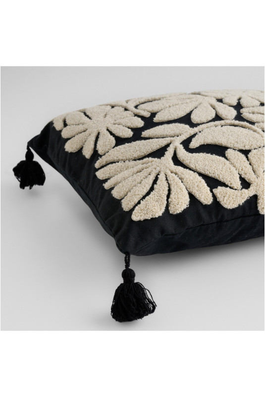 Housse de Coussin Brodée - Elvoria - Black