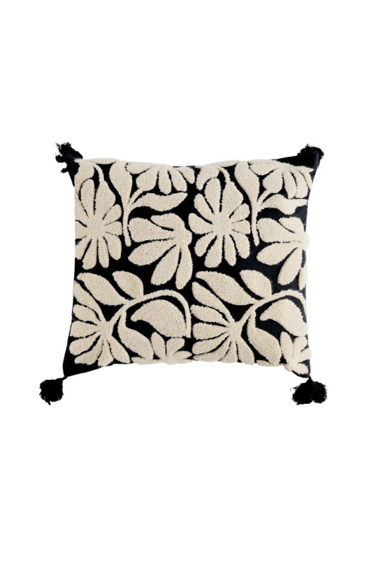 Housse de Coussin Brodée - Elvoria - Black