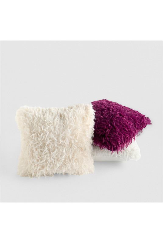 Housse de Coussin En Fourrure - Lapura - Ecru