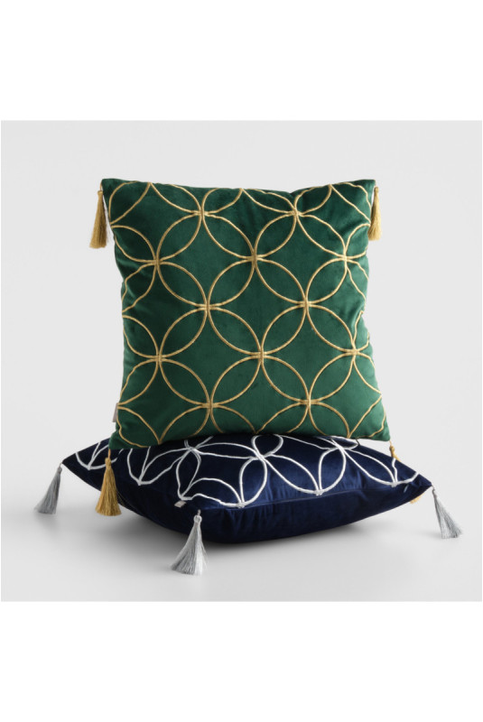 Housse de Coussin Brodée - Sombra - Dark Blue