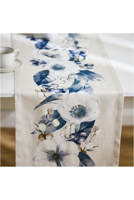 Chemin de Table Imprimé - Ondelle - Ecru