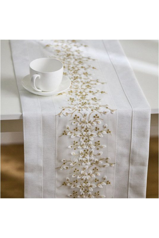 Chemin de Table Brodé - Korido - White