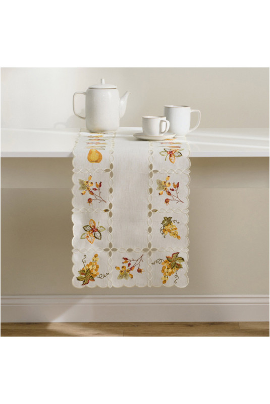 Chemin de Table Brodé - Cidera - White
