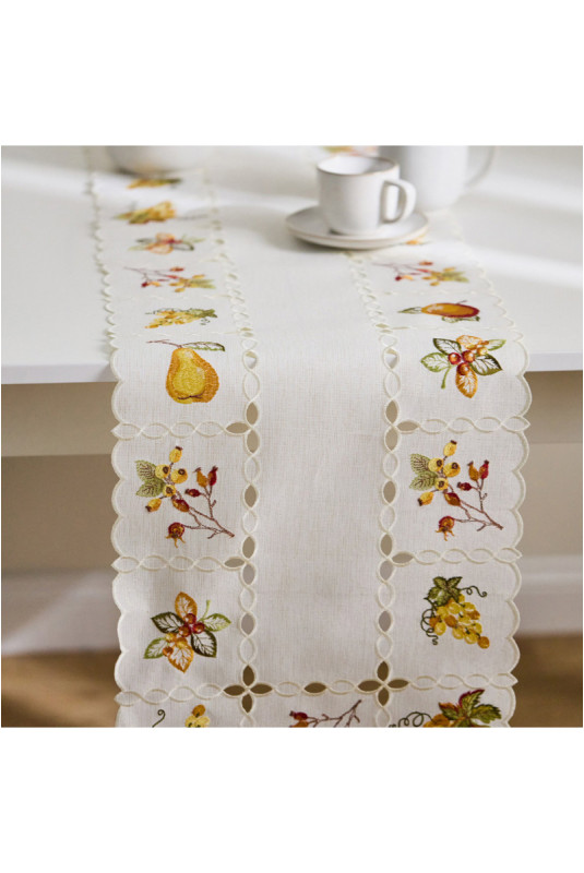 Chemin de Table Brodé - Cidera - White