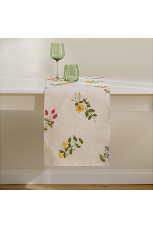 Chemin de Table Brodé - Glaslo - Light Beige