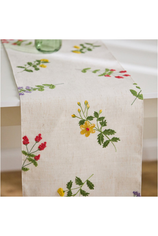 Chemin de Table Brodé - Glaslo - Light Beige