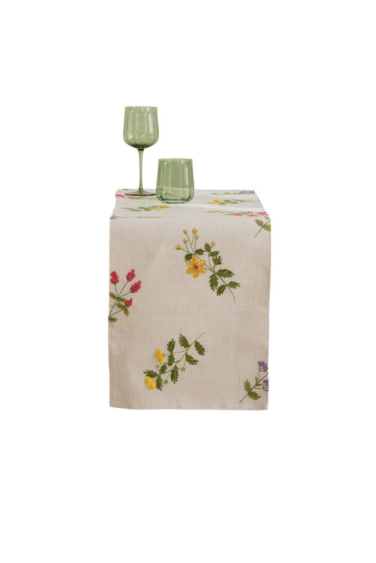 Chemin de Table Brodé - Glaslo - Light Beige