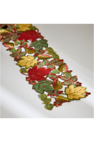 Chemin de Table Brodé - Leafeno - Green