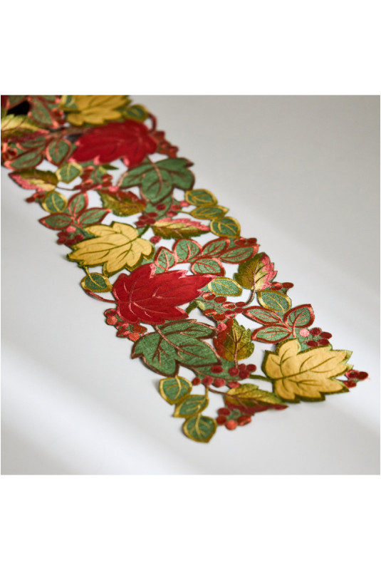 Chemin de Table Brodé - Leafeno - Green