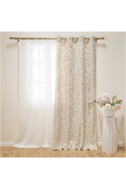 Rideau En Velours - Foglare - Beige - 140x280cm