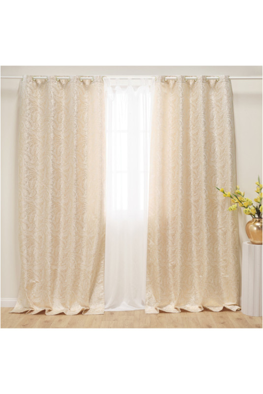 Rideau Jacquard - Vanlo - Beige - 140x280cm
