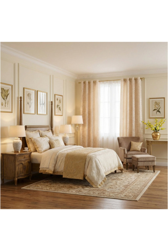 Rideau Jacquard - Vanlo - Beige - 140x280cm