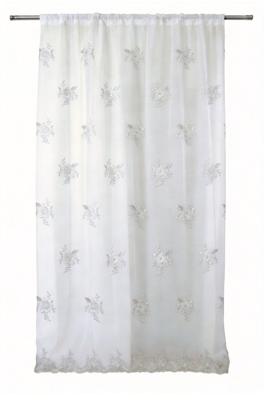Rideau Transparent Brodé - Castrina - White - 140x280cm