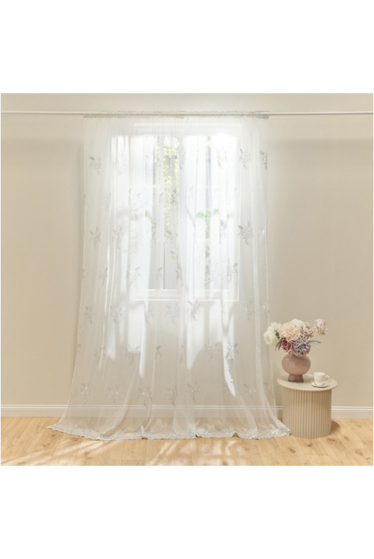 Rideau Transparent Brodé - Castrina - White - 140x280cm
