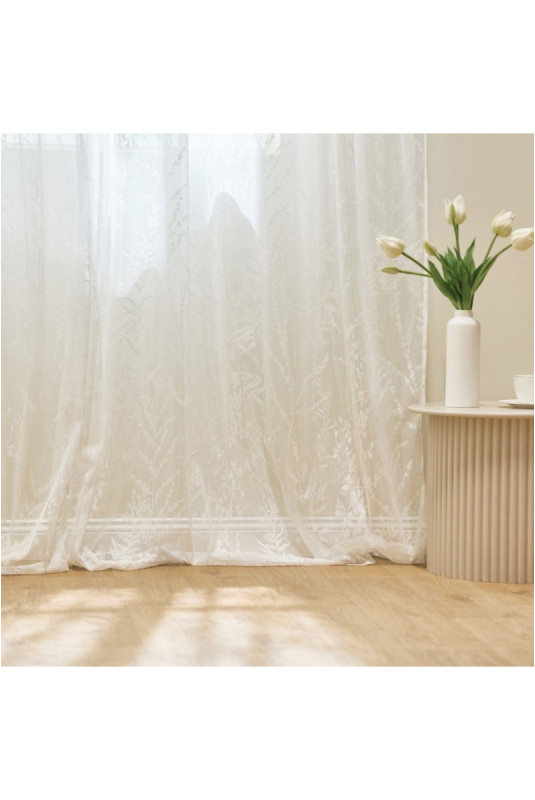 Rideau Transparent Brodé - Toscara - White - 140x280cm