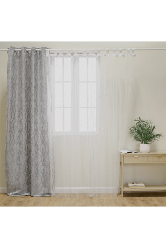 Rideau Transparent Brodé - Frank - Silver - 140x250cm