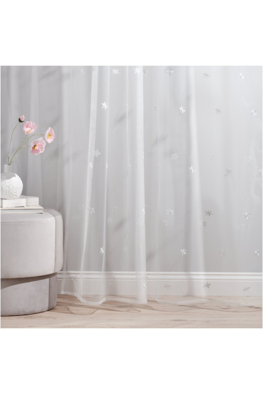 Rideau Transparent Brodé - Nestia - Silver - 140x250cm