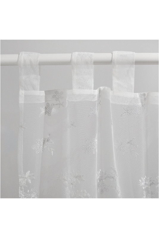Rideau Transparent Brodé - Nestia - Silver - 140x250cm