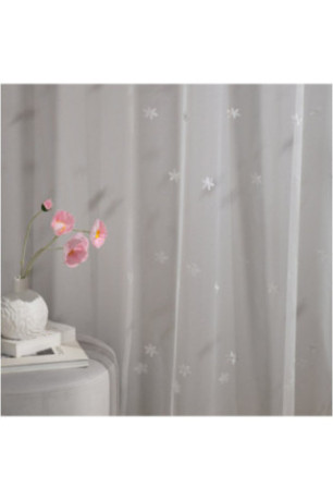 Rideau Transparent Brodé - Nestia - Silver - 140x250cm