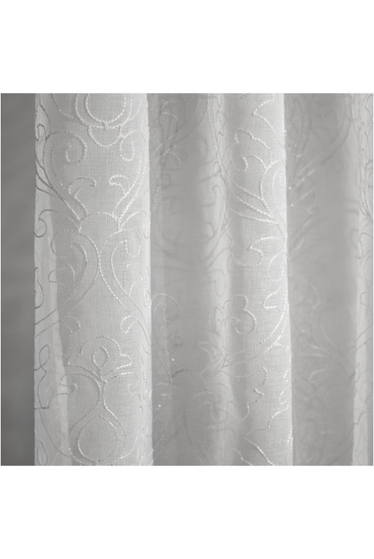 Rideau Transparent Brodé - Zubira - Silver - 140x250cm