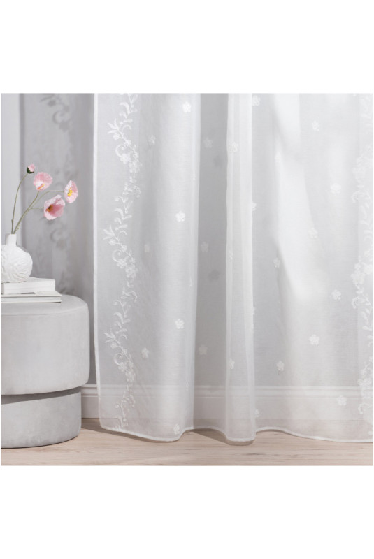 Rideau Transparent Brodé - Lucca - White - 140x250cm