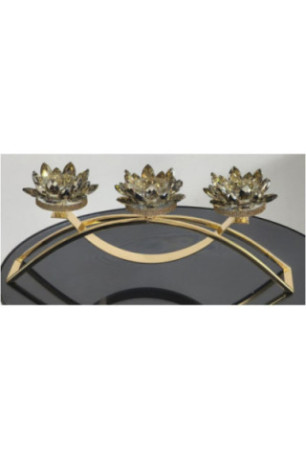 Porte-Bougies Triple - Cristal Shine Diamon - Light Brown