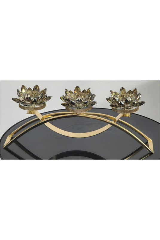 Porte-Bougies Triple - Cristal Shine Diamon - Light Brown
