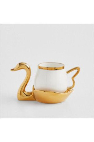 Tasse Avec Sous-Tasse - Swan - Gold