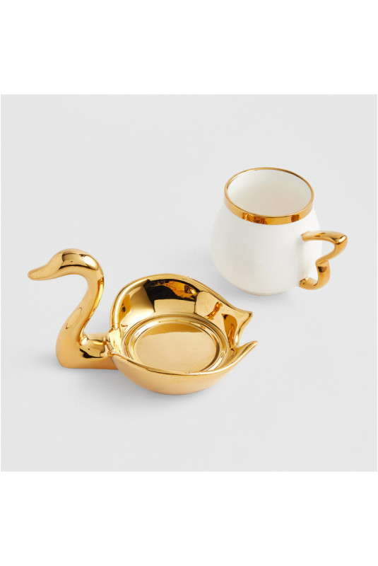 Tasse Avec Sous-Tasse - Swan - Gold