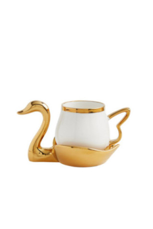 Tasse Avec Sous-Tasse - Swan - Gold