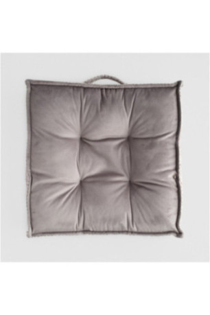 Coussin De Chaise En Velours - Leila - Grey - 40x40x7cm
