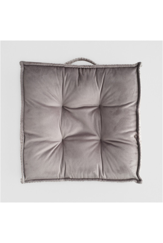 Coussin De Chaise En Velours - Leila - Grey - 40x40x7cm