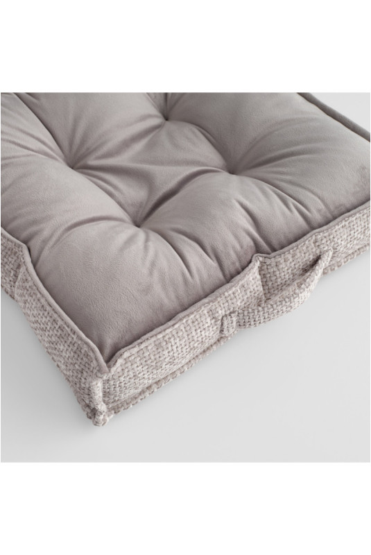 Coussin De Chaise En Velours - Leila - Grey - 40x40x7cm