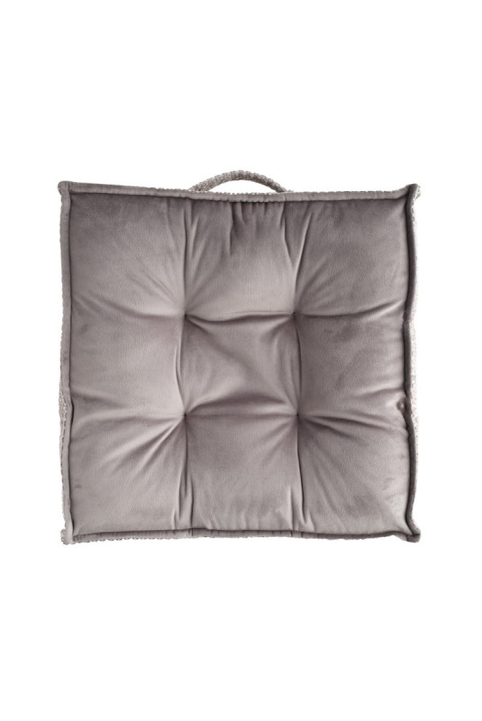 Coussin De Chaise En Velours - Leila - Grey - 40x40x7cm
