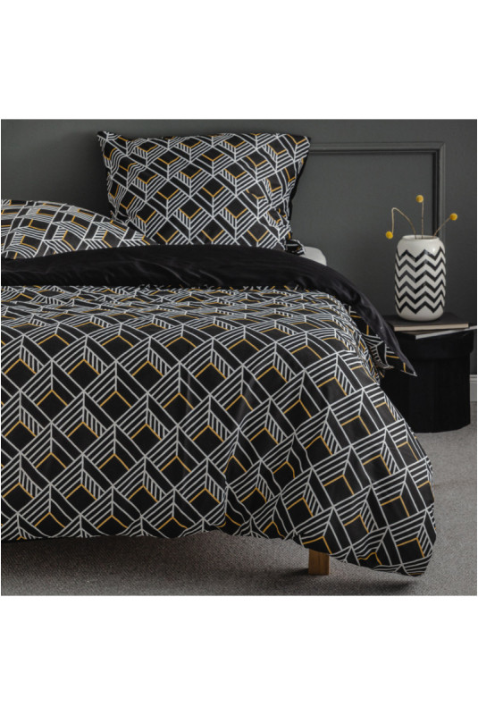 Parure de lit En Satin De Coton - Freder - Black - 200x220cm
