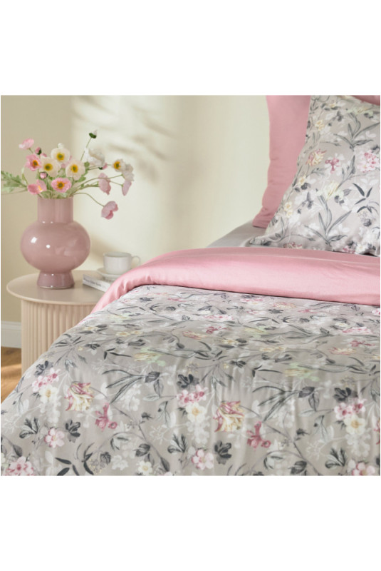 Parure de lit En Satin De Coton - Lirka - Grey - 200x220cm